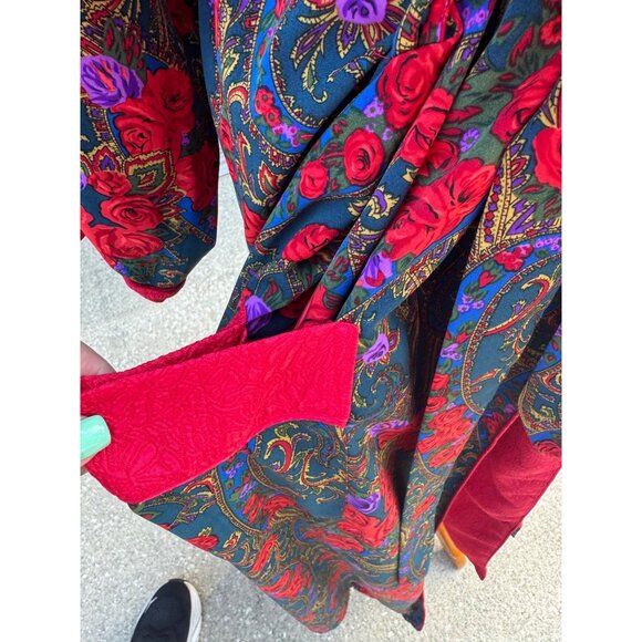Vintage Victorias Secret Kimono Paisley Robe With Bright Red Accents Long Sleeve - Picture 8 of 9